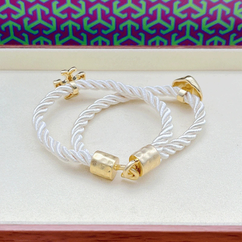Tory Burch Retro Alphabet Shell Braided Rope Bracelet - Picture 4 of 7